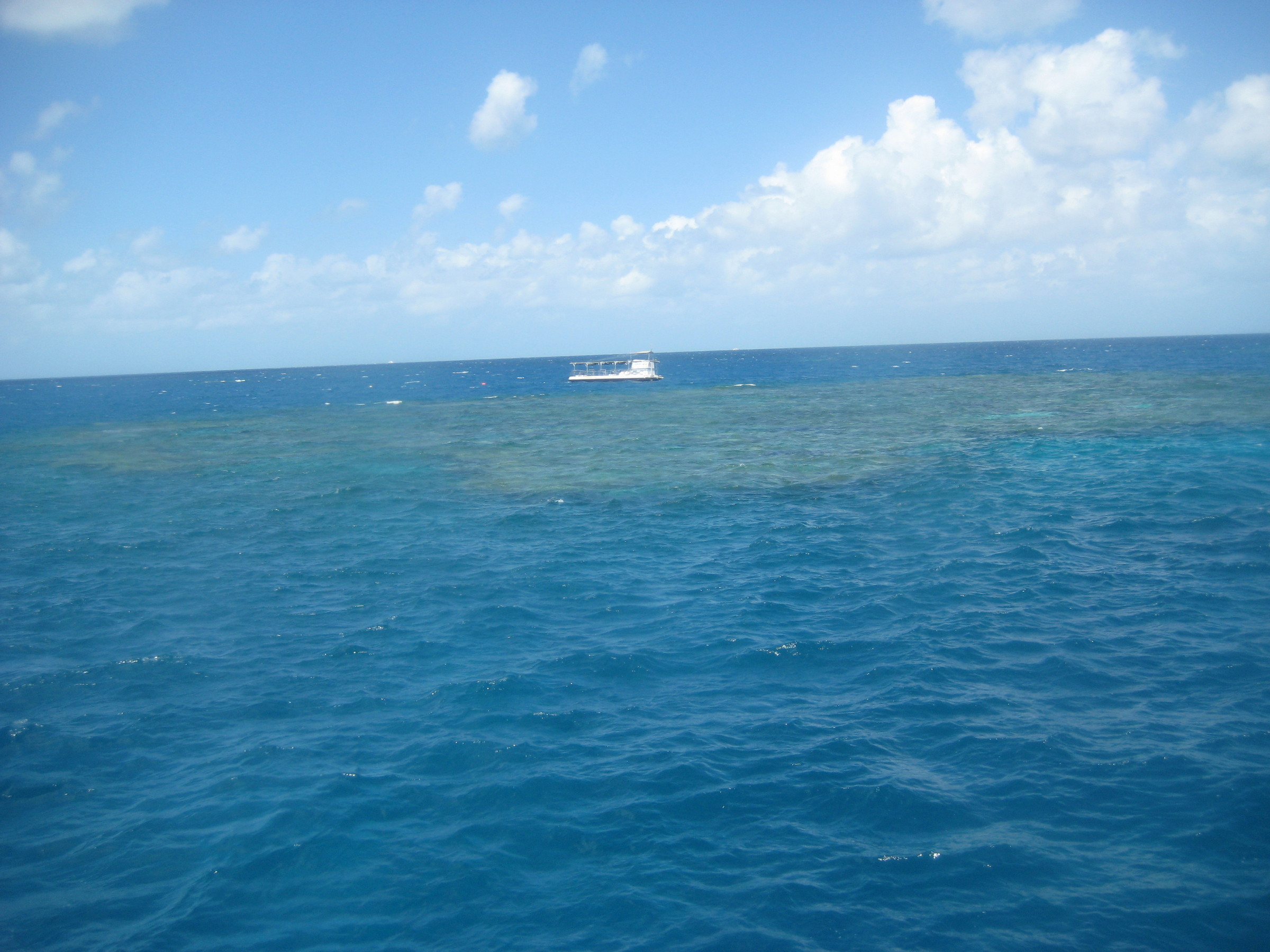 One of the glass sided boats can be seen exploring a section of the reef.