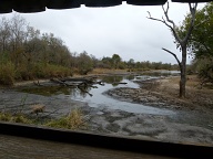 Unusually low water level at Lake Panic near Skukuza